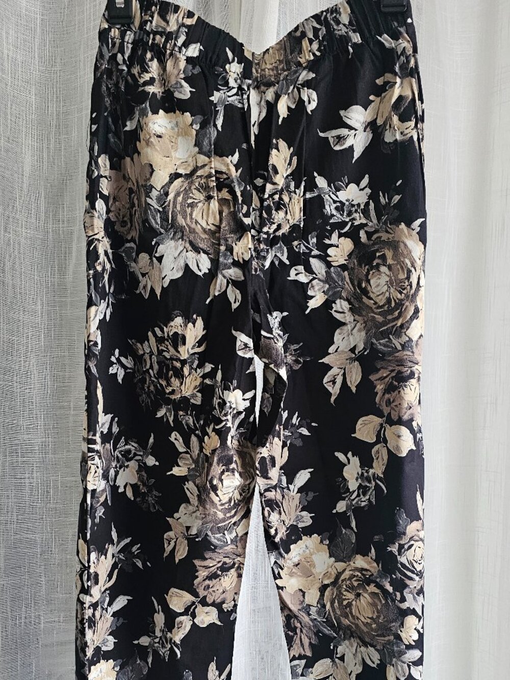 Isaac Mizrahi Live! Reg Floral Printed Wide-Leg Ankle Pants Black Size XXS NEW